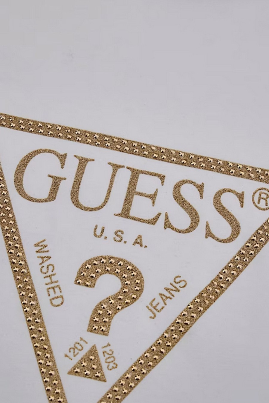 Donna Guess | T-Shirt Guess Ss Cn Gold Triangle Bianco