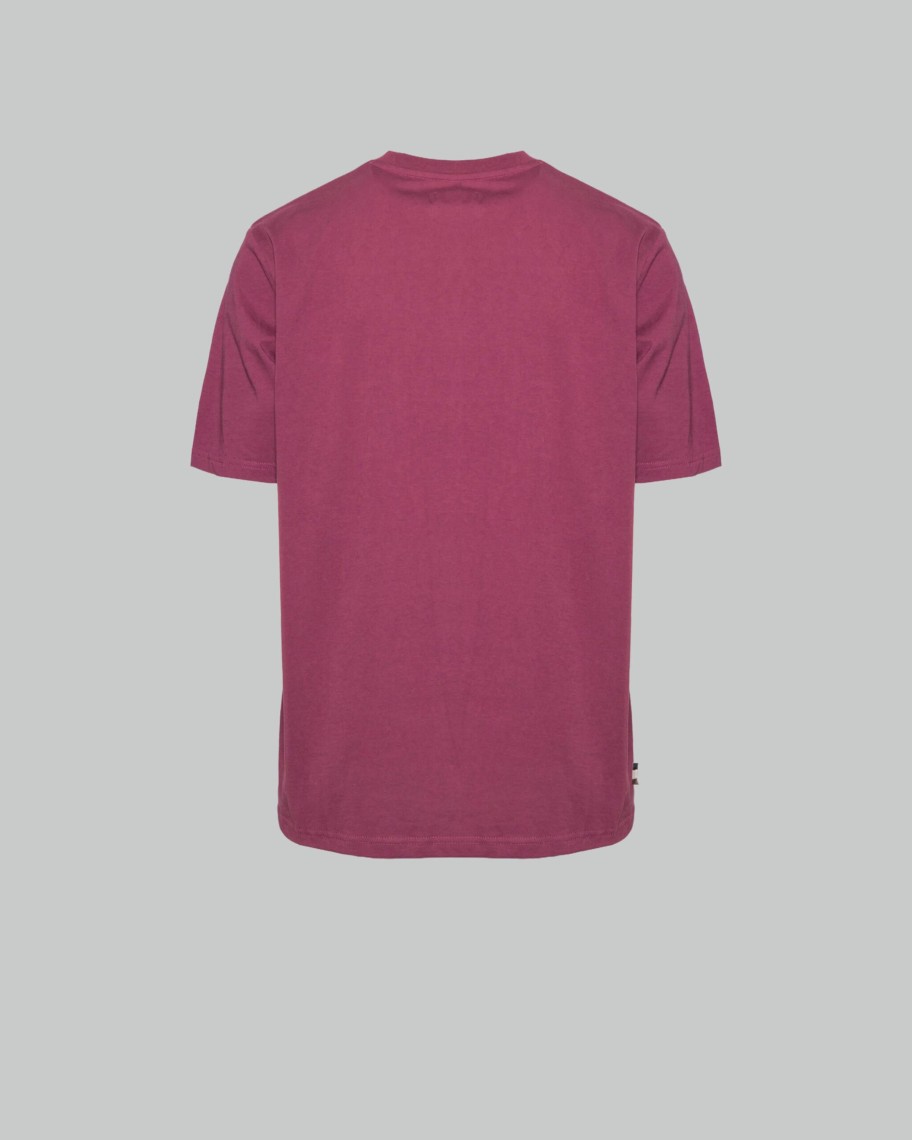 Uomo Aquascutum | T-Shirt Aquascutum Active Piping Bordeaux