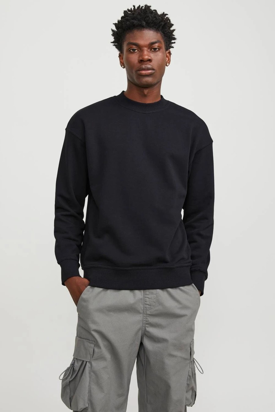 Uomo Jack Jones | Felpa Senza Cappuccio Jack Jones Jcocollective Sweat Crew Neck Sn Nero