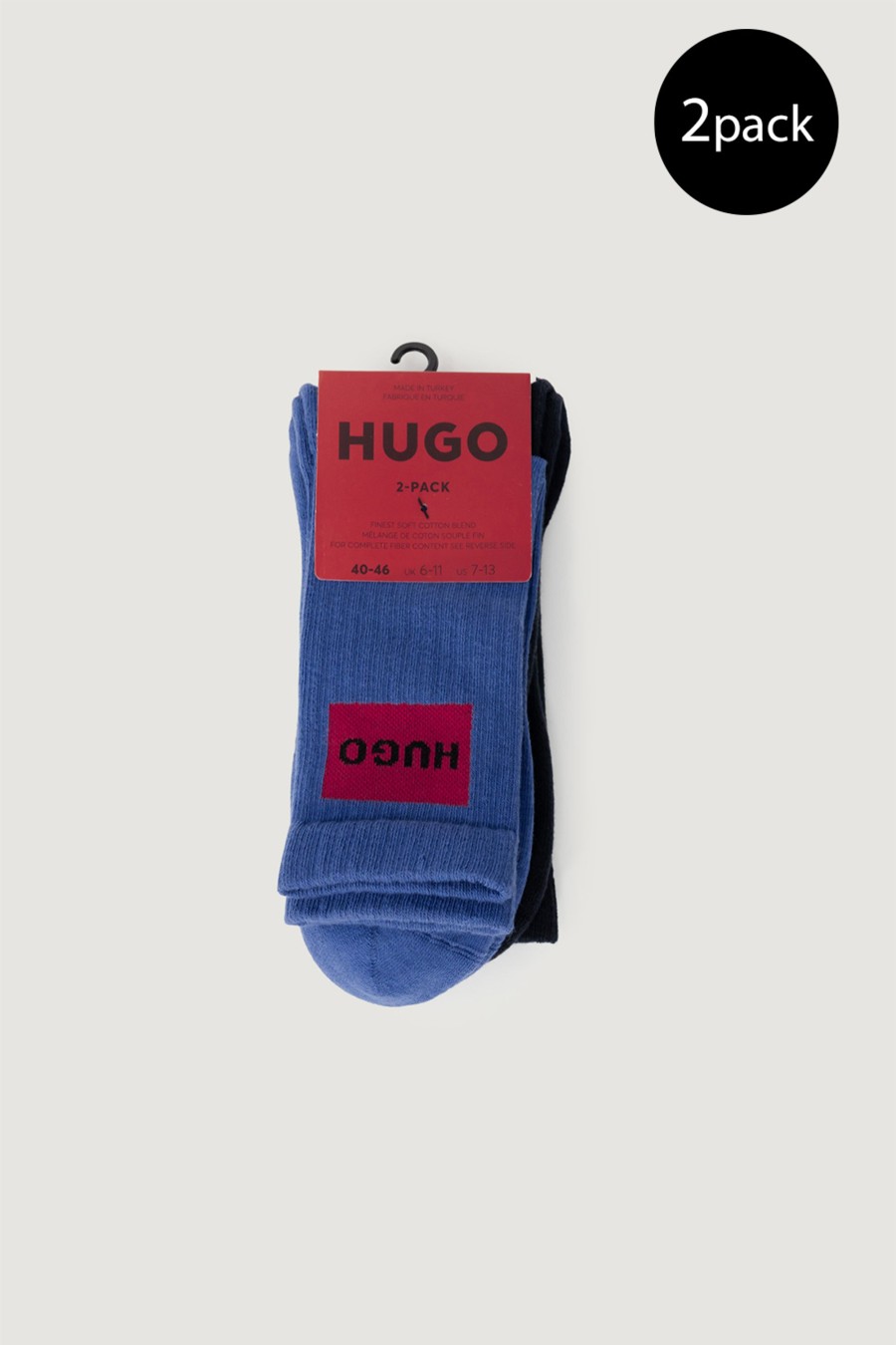 Uomo Hugo | Calzini Corti Hugo 2P Qs Rib Lab Col Cc 10258034 01 Blu