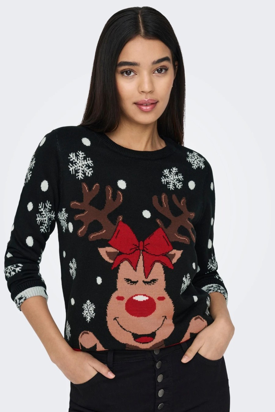 Donna Jacqueline de Yong | Maglione Jacqueline De Yong Jdylucia L/S X-Mas Jacquard Pullover Knt Nero