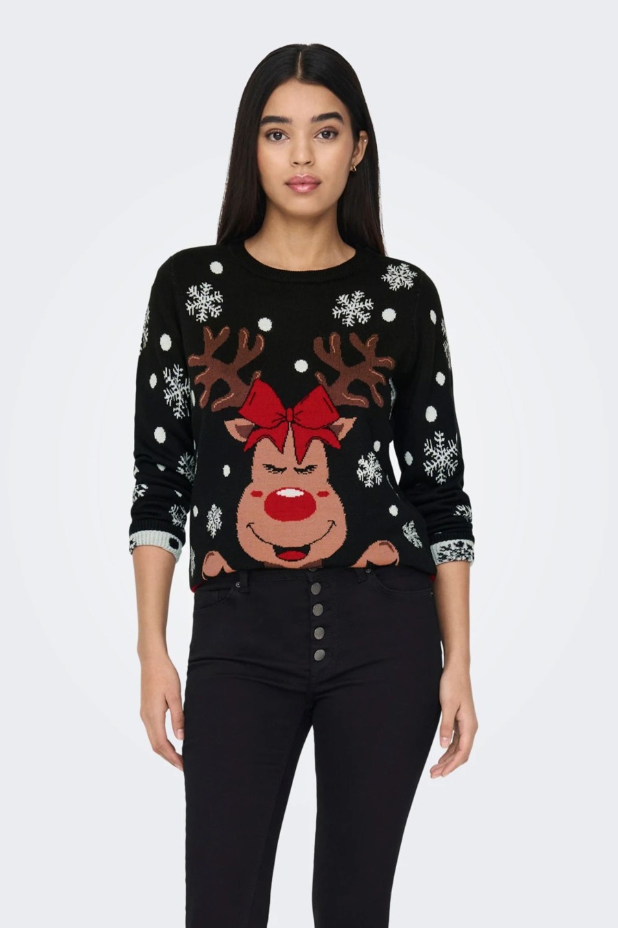 Donna Jacqueline de Yong | Maglione Jacqueline De Yong Jdylucia L/S X-Mas Jacquard Pullover Knt Nero