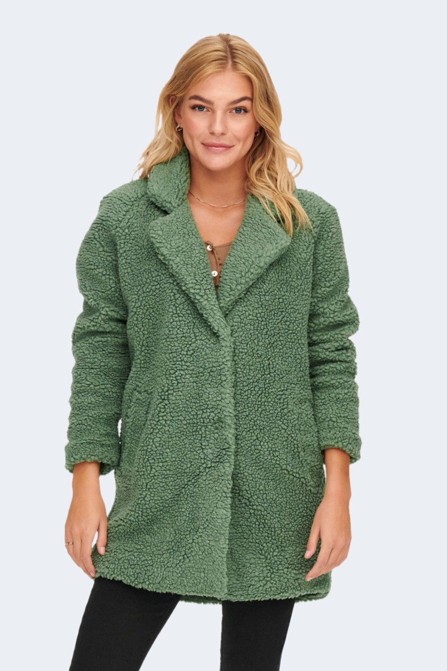 Donna Only | Cappotto Only Aurelia Sherpa Cc Otw Verde Salvia