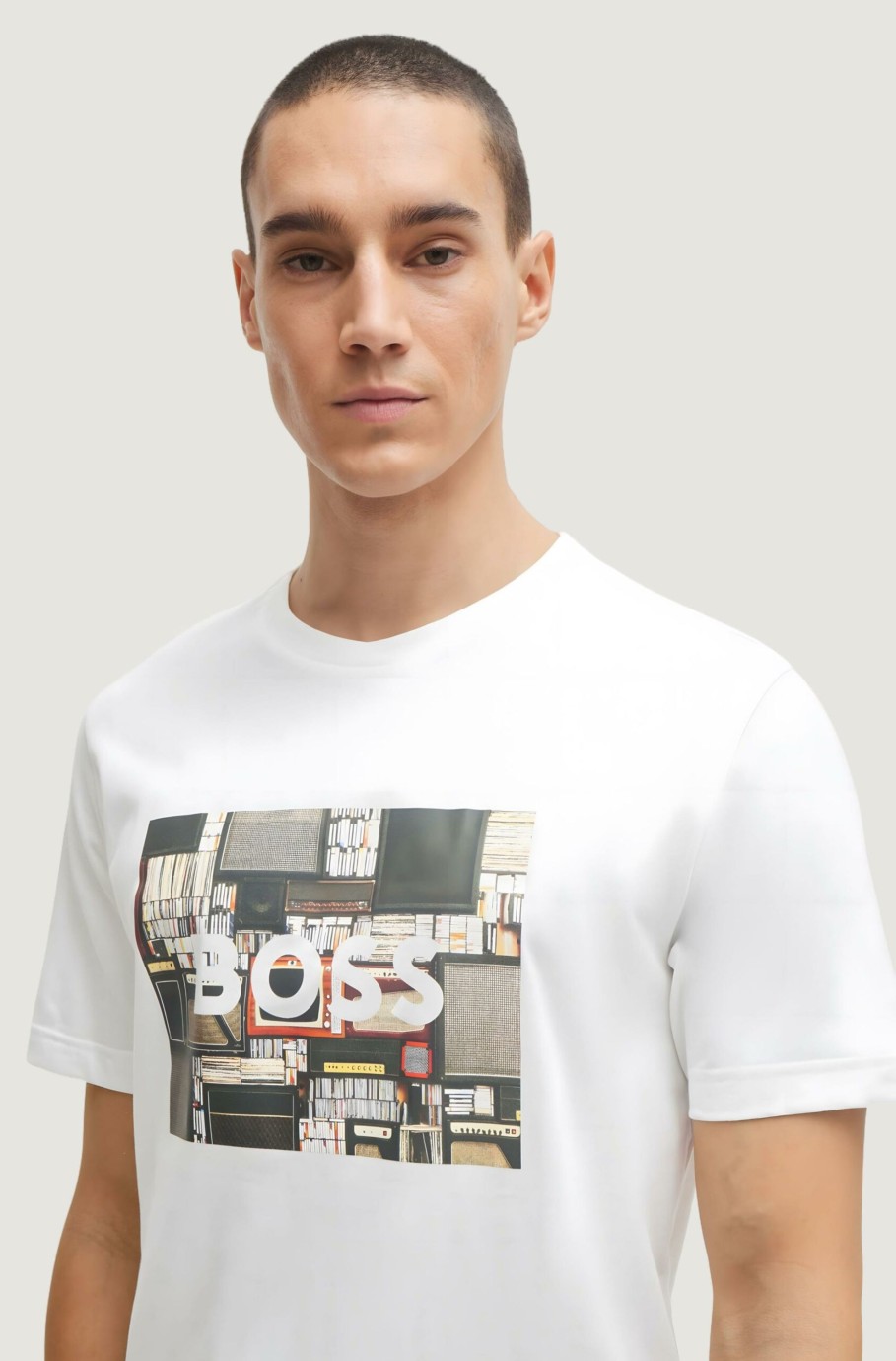 Uomo Boss | T-Shirt Boss Teeheavyboss 10254276 01 Panna