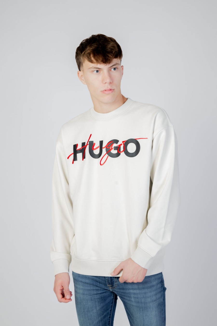 Uomo Hugo | Felpa Senza Cappuccio Hugo Droyko Beige