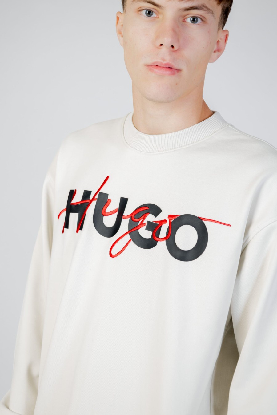 Uomo Hugo | Felpa Senza Cappuccio Hugo Droyko Beige