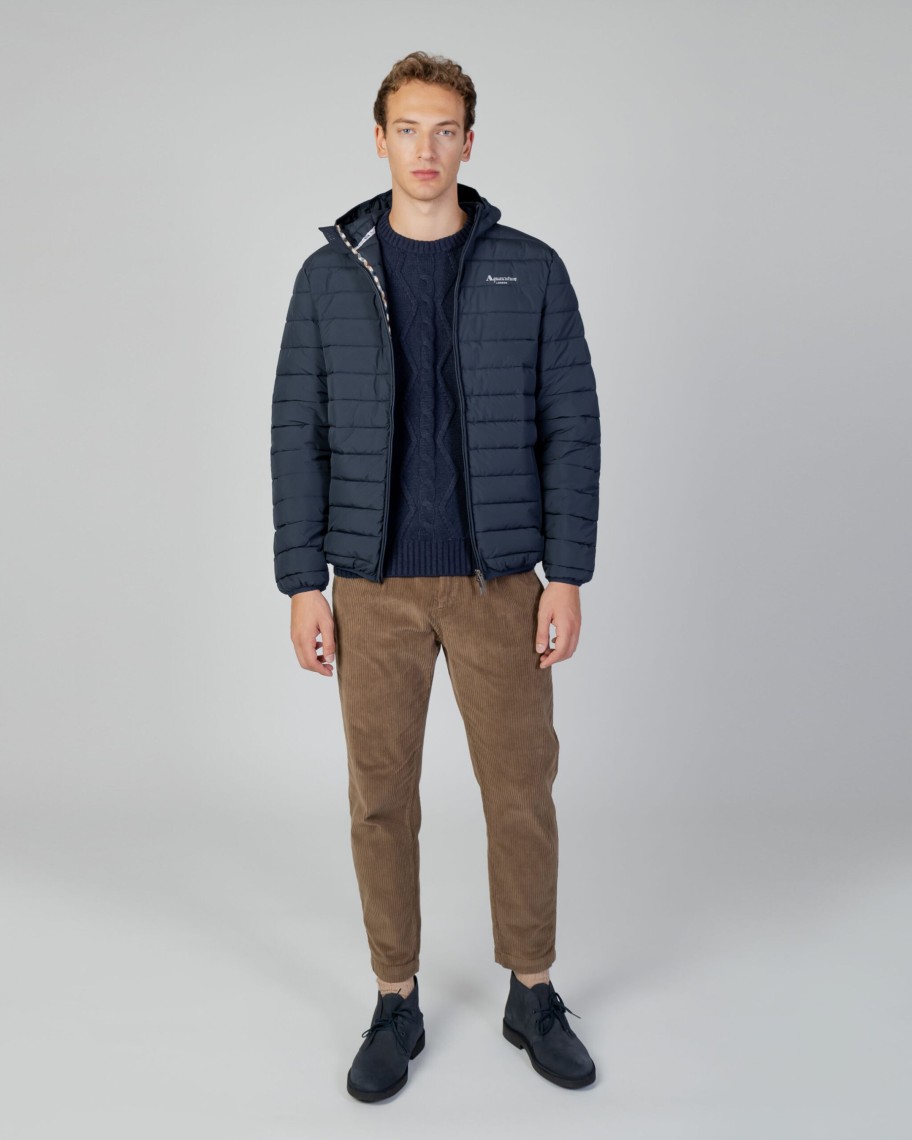 Uomo Aquascutum | Giacchetto Aquascutum Active 100Gr Hooded Jacket Blu