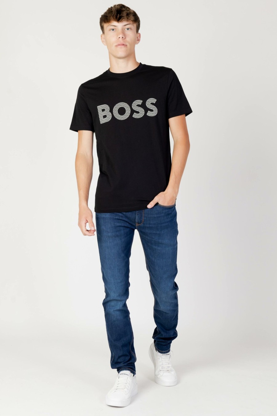 Uomo Boss | T-Shirt Boss Teebossrete Nero