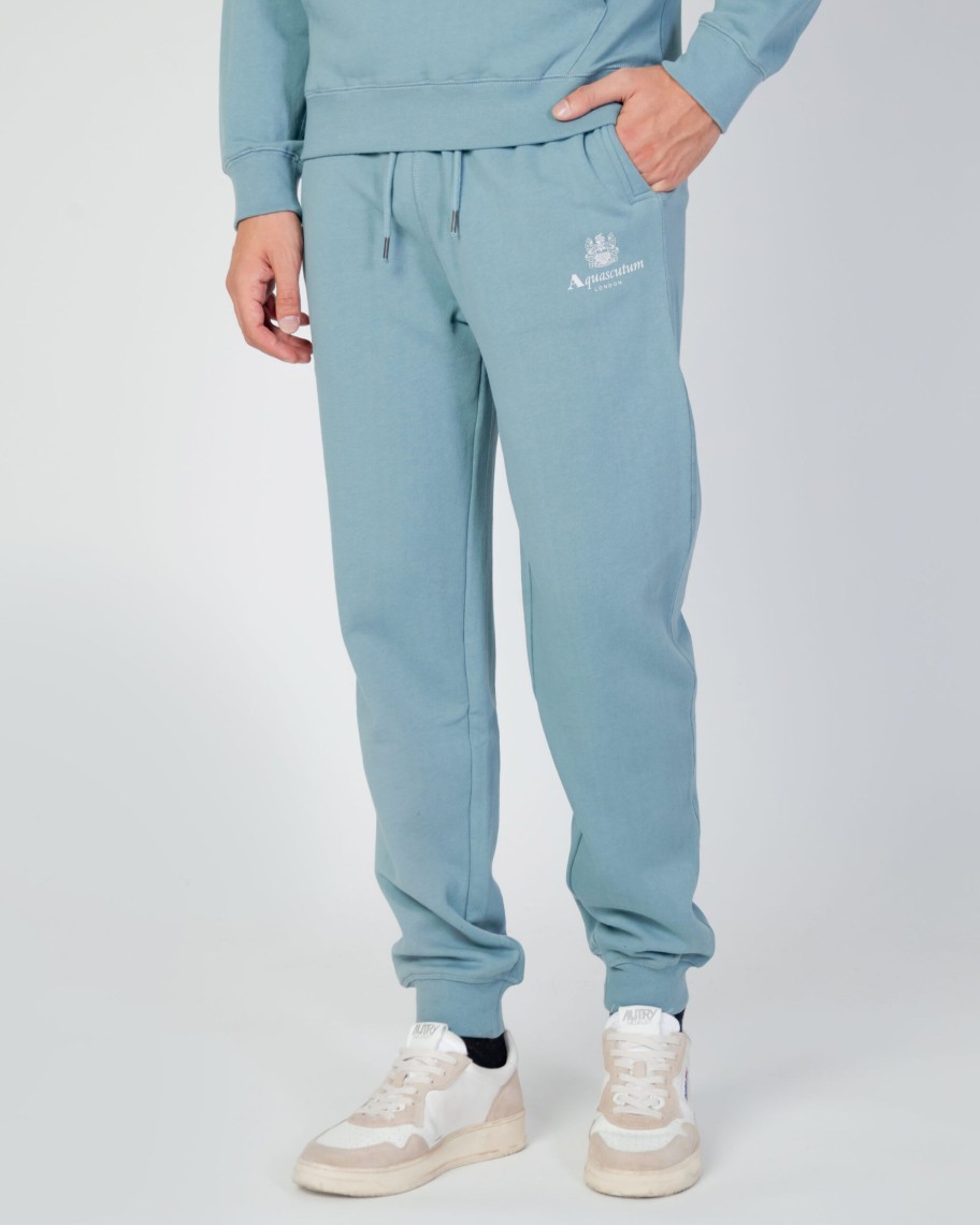 Uomo Aquascutum | Pantaloni Sportivi Aquascutum Active Basic Rib Track Pant Celeste