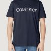 Uomo Calvin Klein | T-Shirt Calvin Klein Cotton Front Logo Blu