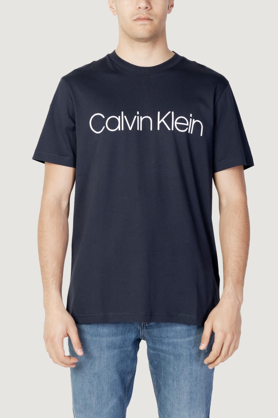 Uomo Calvin Klein | T-Shirt Calvin Klein Cotton Front Logo Blu