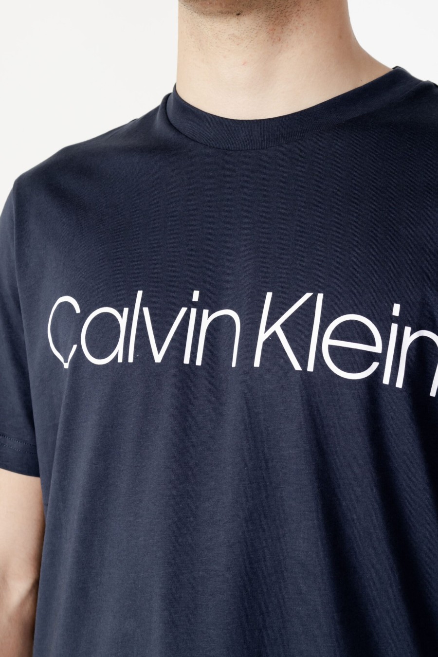 Uomo Calvin Klein | T-Shirt Calvin Klein Cotton Front Logo Blu