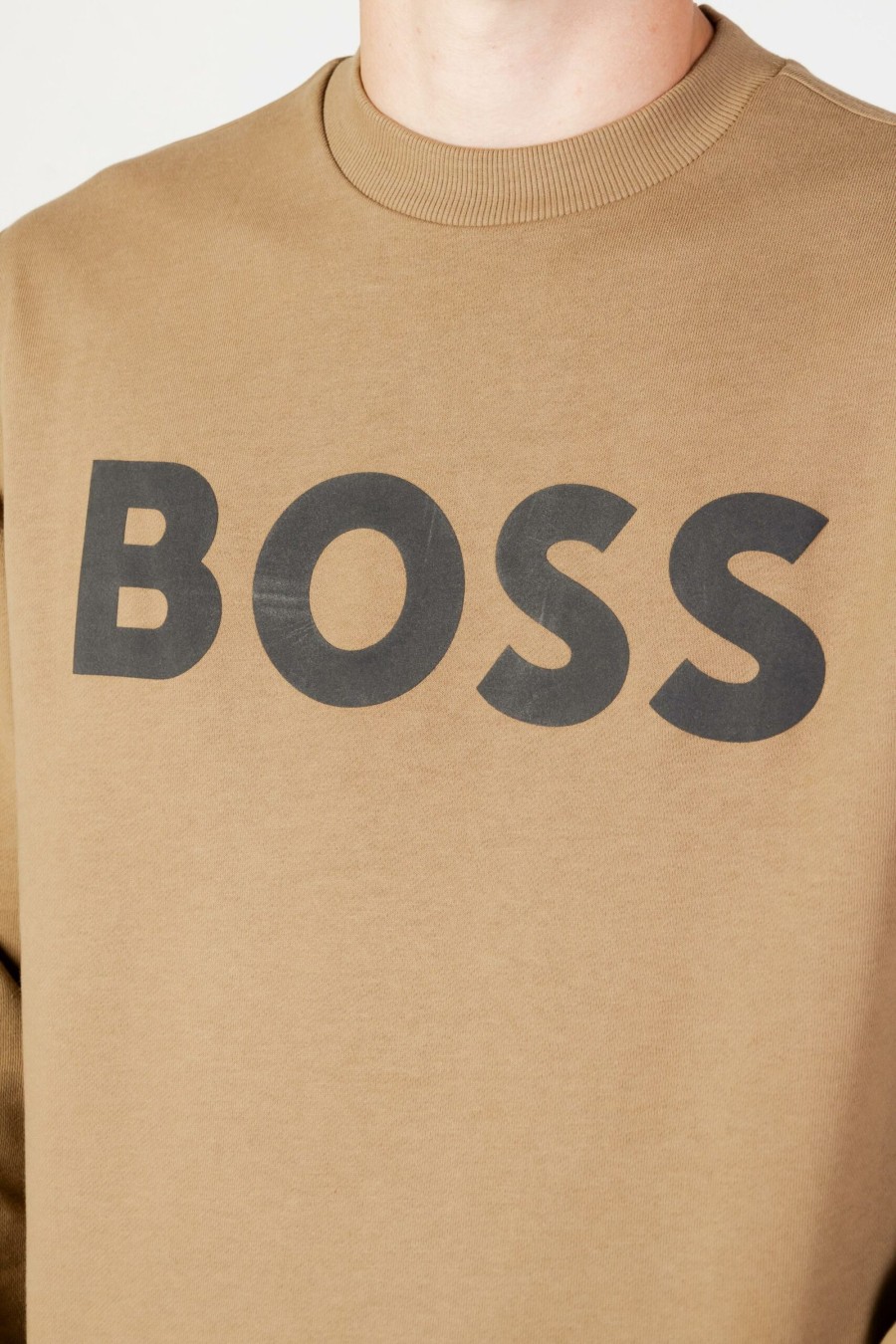 Uomo Boss | Felpa Senza Cappuccio Boss We Basic Crew Marrone