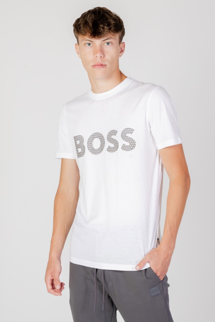 Uomo Boss | T-Shirt Boss Teebossrete Bianco