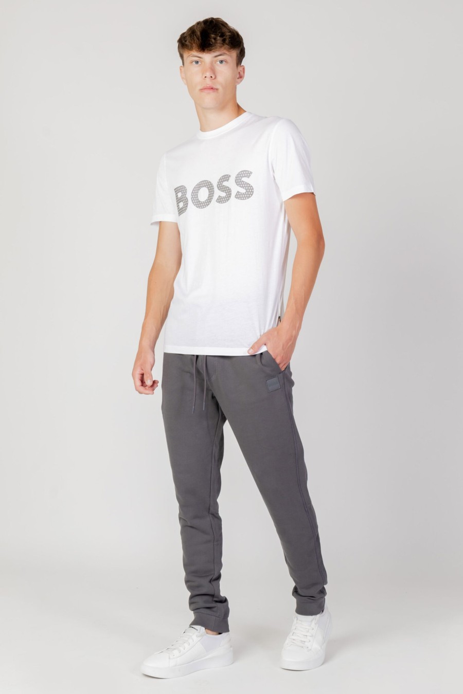 Uomo Boss | T-Shirt Boss Teebossrete Bianco