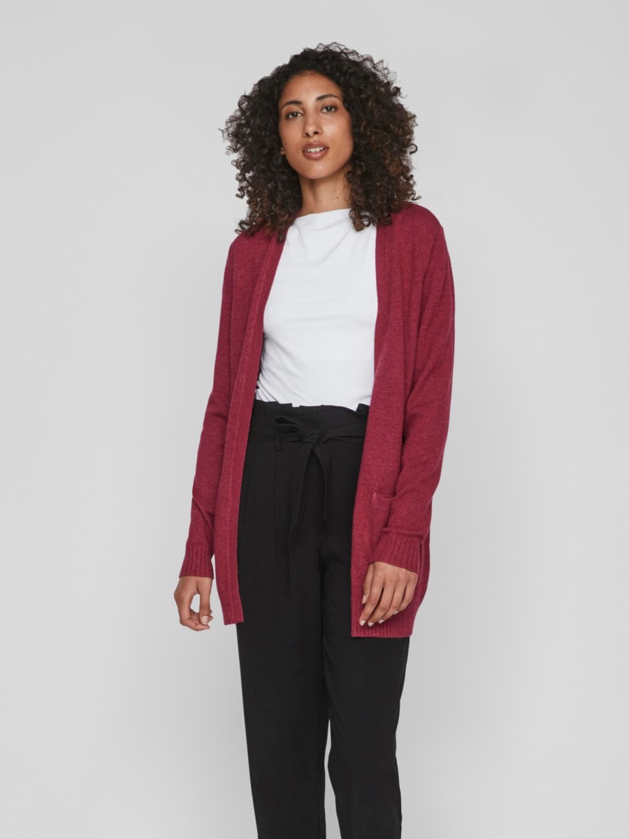 Donna Vila Clothes | Cardigan Vila Clothes Viril Open L/S Knit Noos Magenta