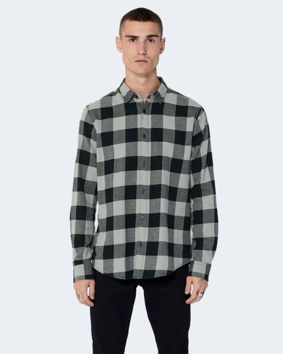 Uomo Only & Sons | Camicia Manica Lunga Only & Sons Gudmund Ls Checked Shirt Noos Grigio