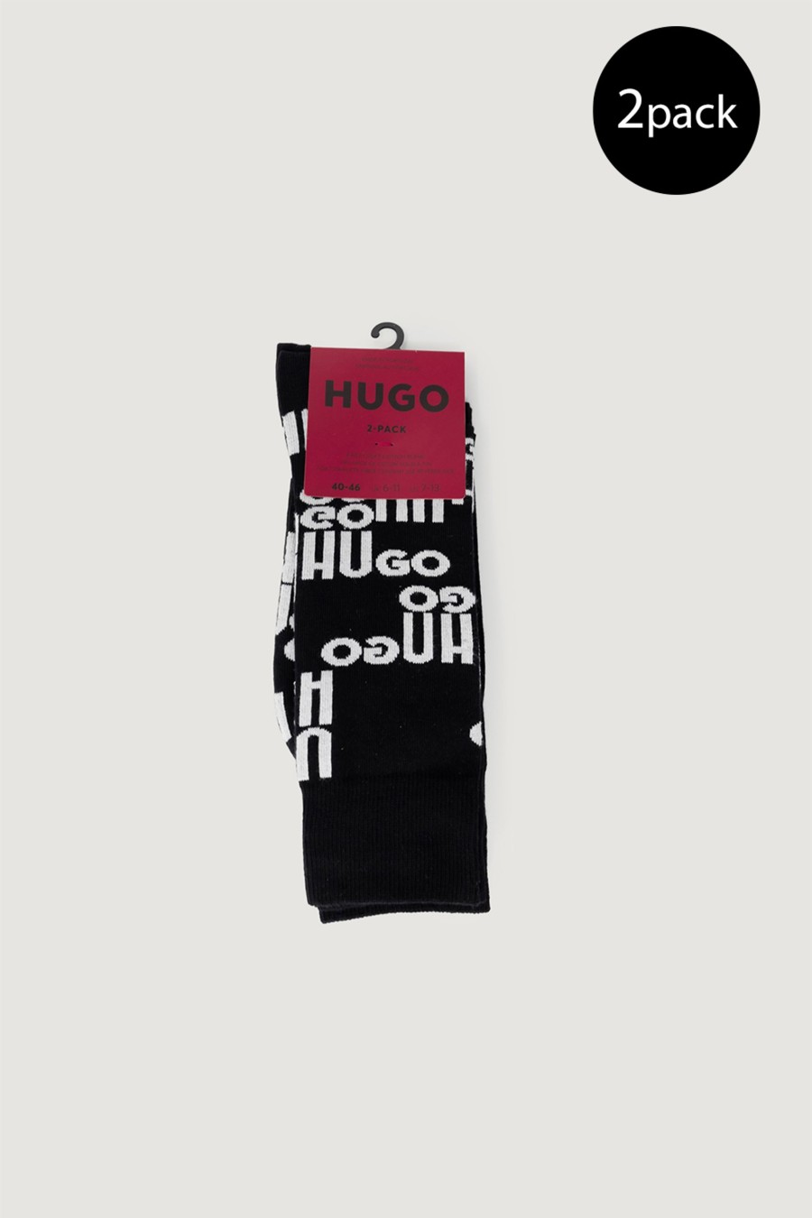 Uomo Hugo | Calzini Lunghi Hugo 2P Rs Acid Logo Cc 10258009 01 Nero