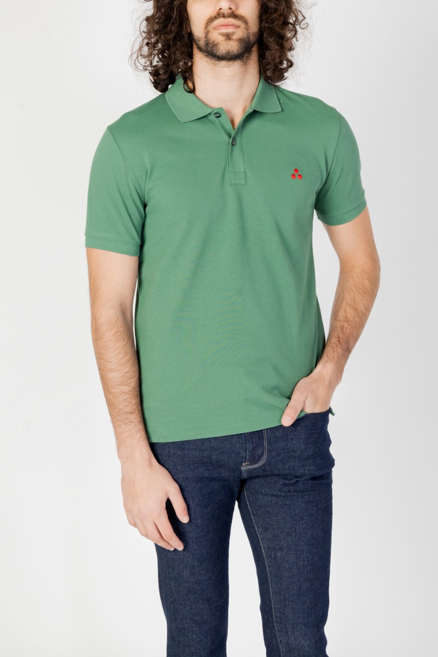 Uomo Peuterey | Polo Manica Corta Peuterey Zeno 01 Verde