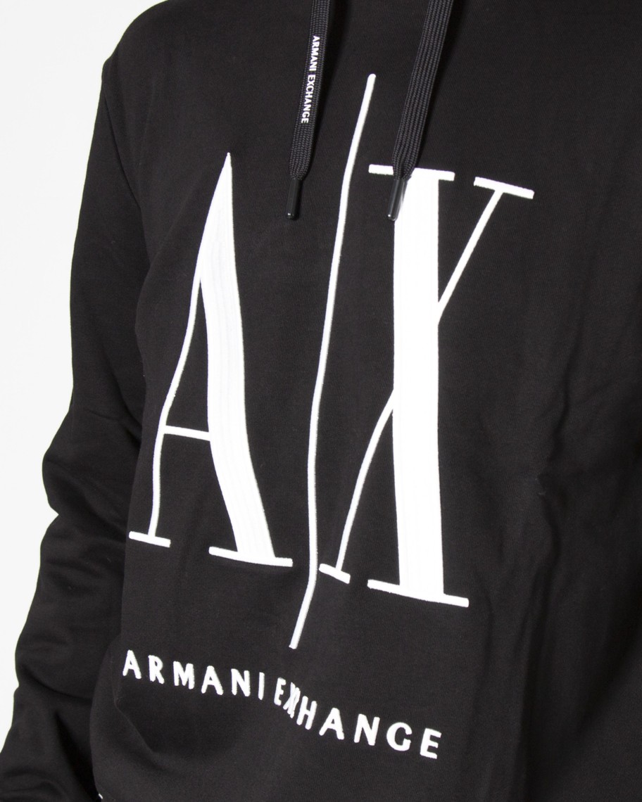 Uomo Armani Exchange | Felpa Con Cappuccio Armani Exchange Sweatshirt Nero