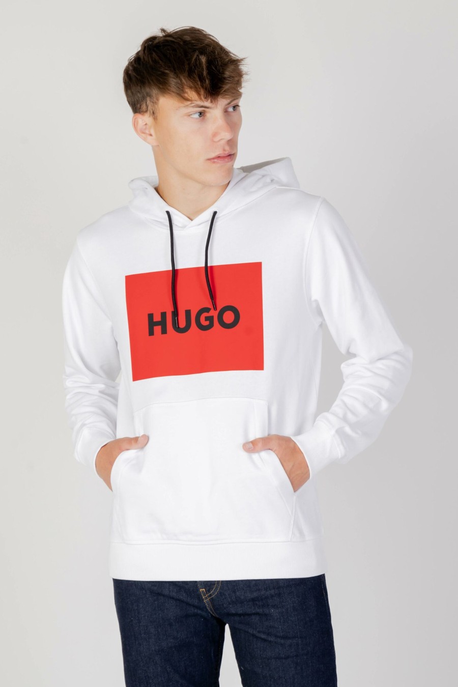 Uomo Hugo | Felpa Con Cappuccio Hugo Duratschi223 Bianco