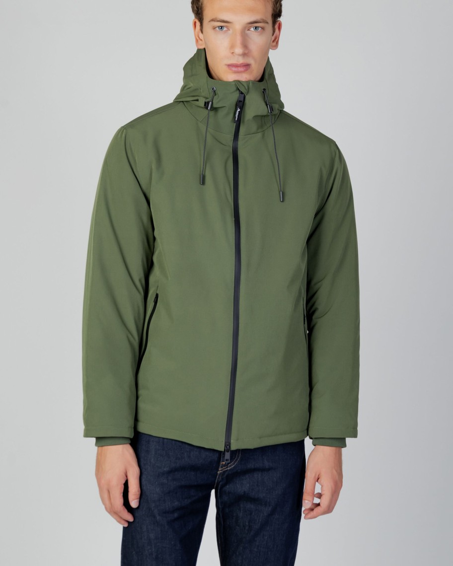 Uomo Aquascutum | Parka Aquascutum Active Shell Mid Parka Verde Oliva