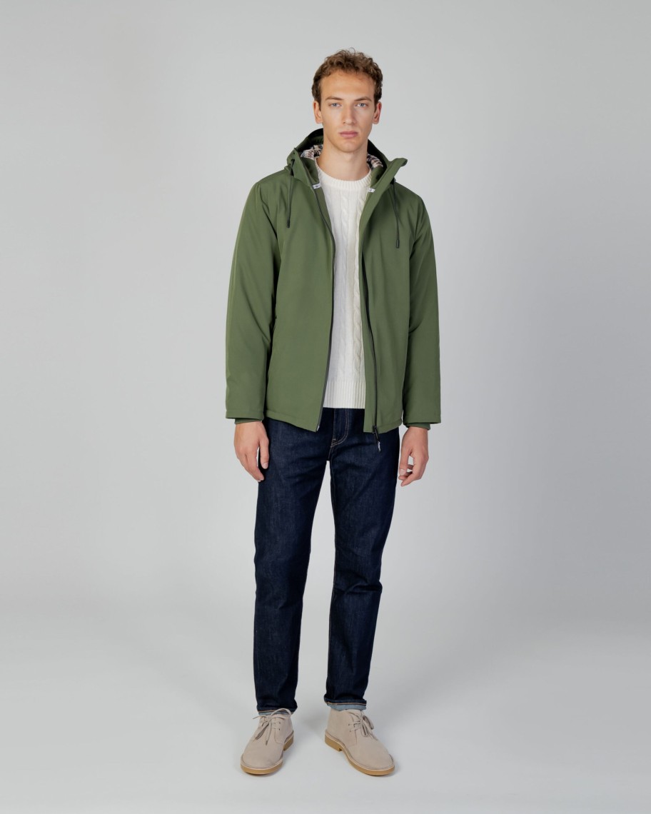 Uomo Aquascutum | Parka Aquascutum Active Shell Mid Parka Verde Oliva