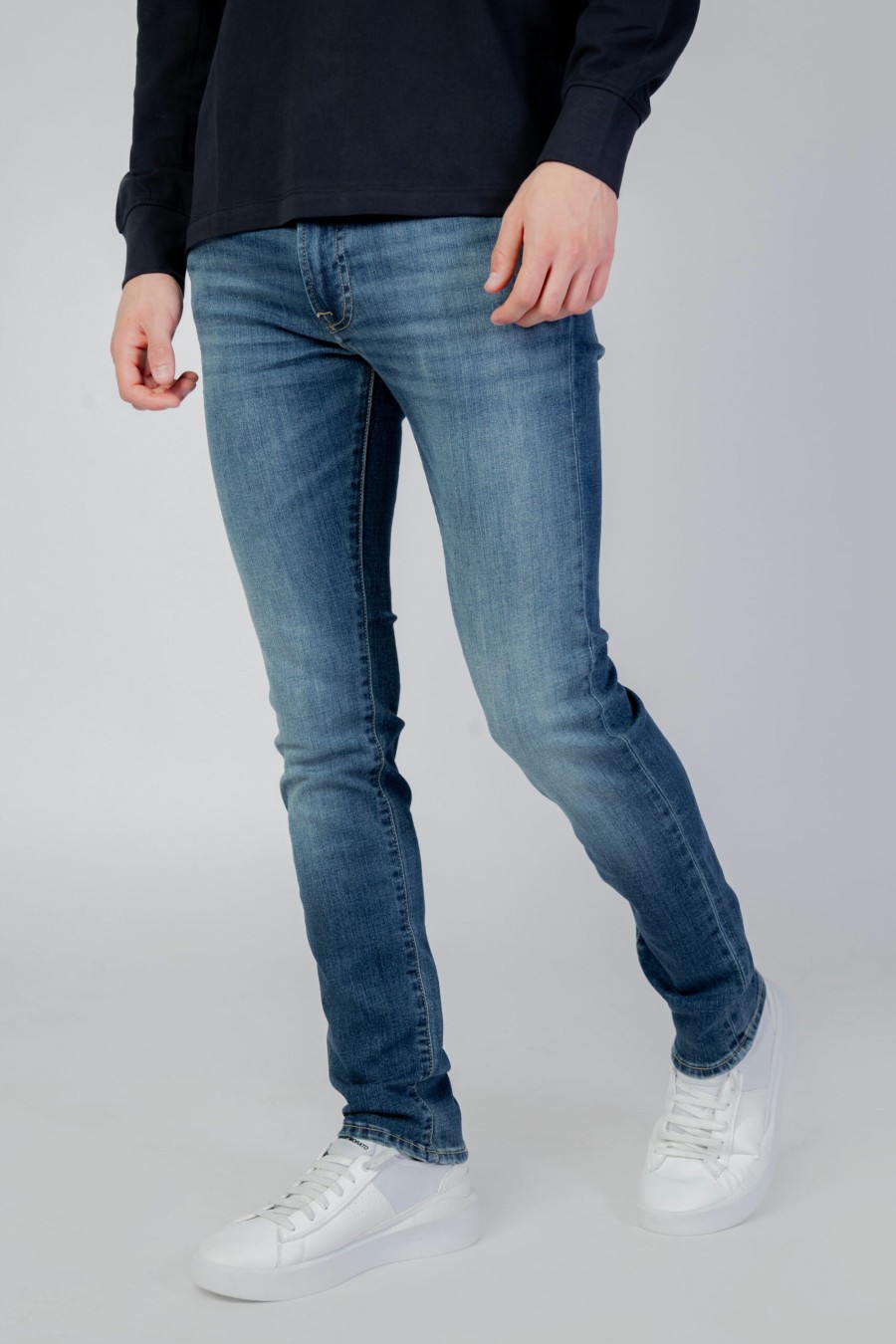 Uomo Gas | Jeans Skinny Gas Sax Zip Rev Denim Chiaro