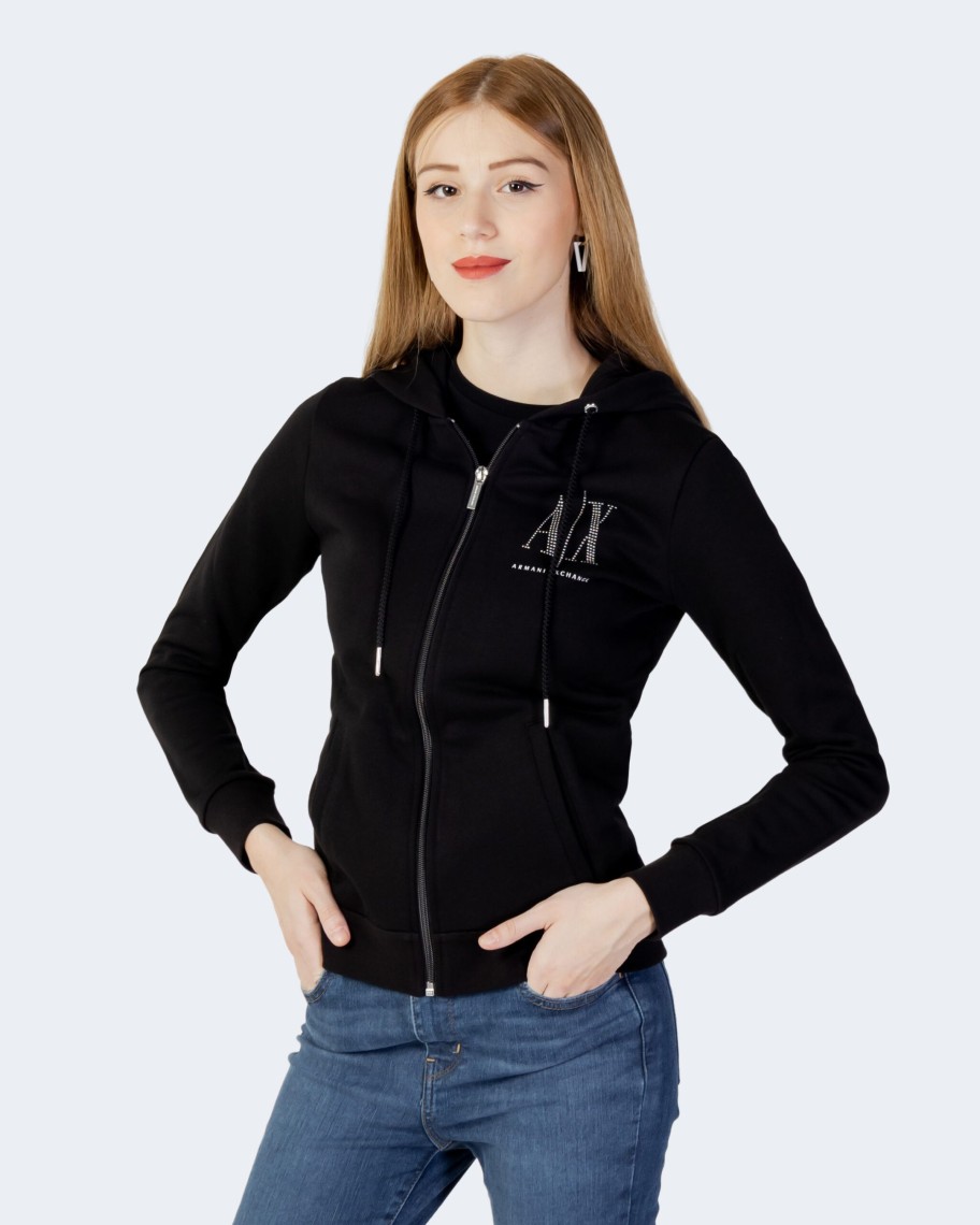 Donna Armani Exchange | Felpa Senza Cappuccio Armani Exchange Sweatshirt Nero