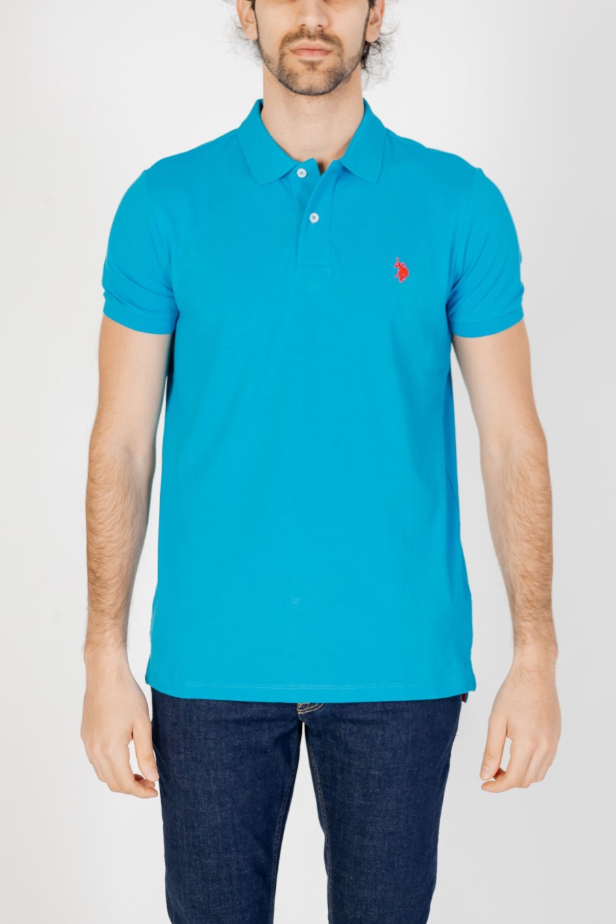 Uomo U.S. Polo Assn. | Polo Manica Corta U.S. Polo Assn. King Celeste