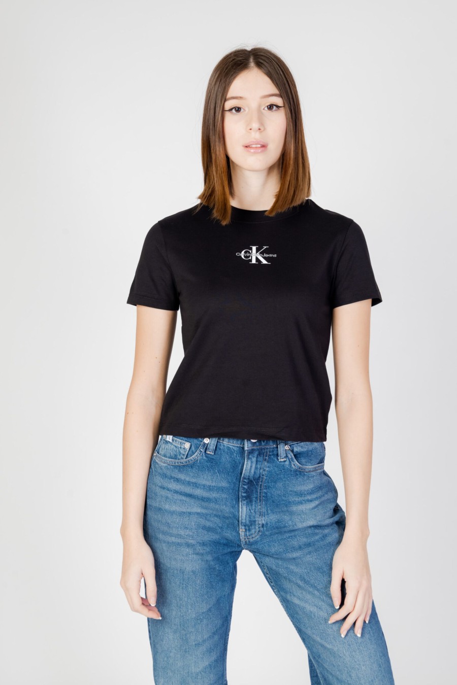 Donna Calvin Klein | T-Shirt Calvin Klein Monologo Baby Nero