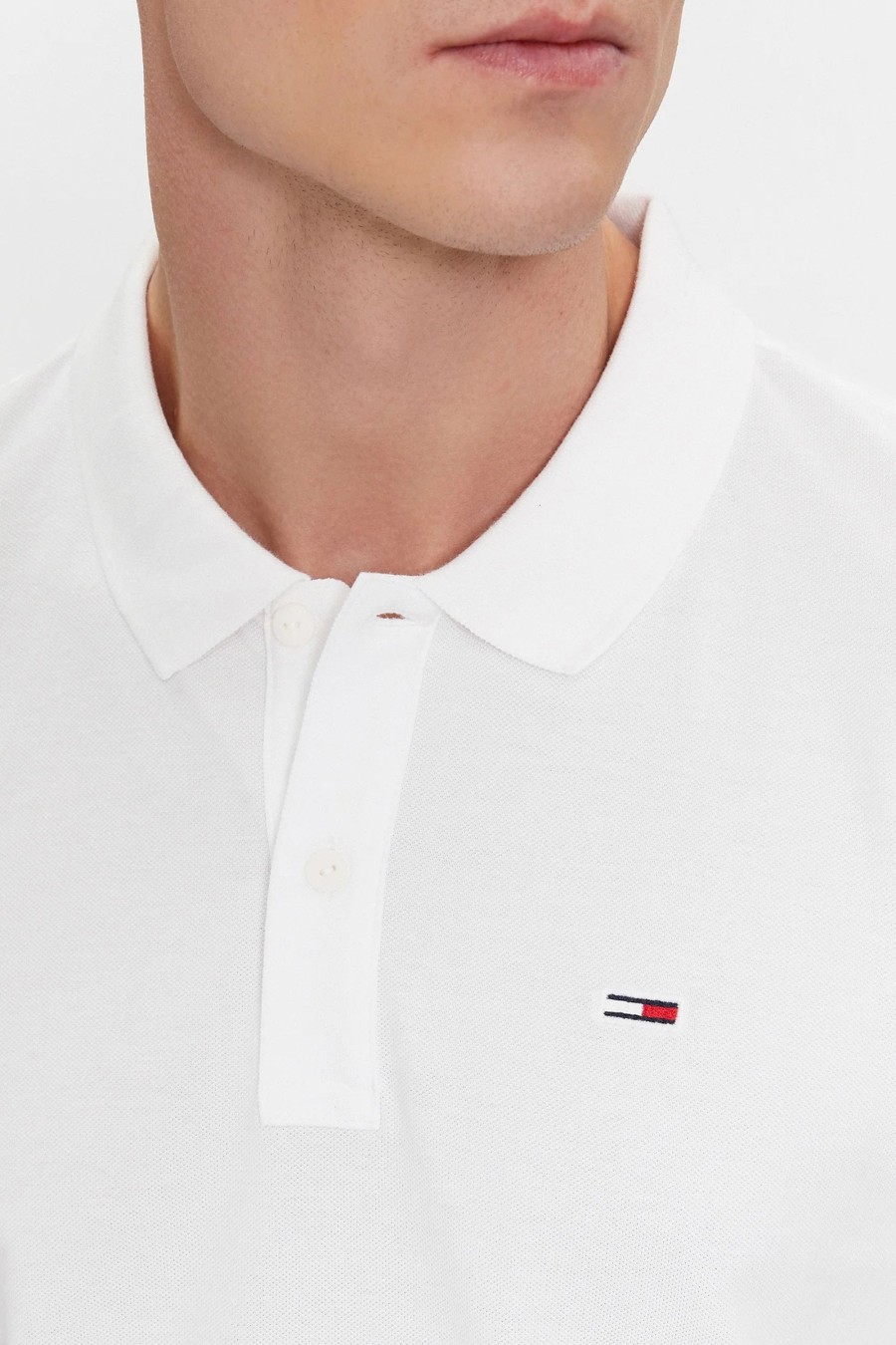 Uomo Tommy Hilfiger | Polo Manica Corta Tommy Hilfiger Slim Placket Bianco