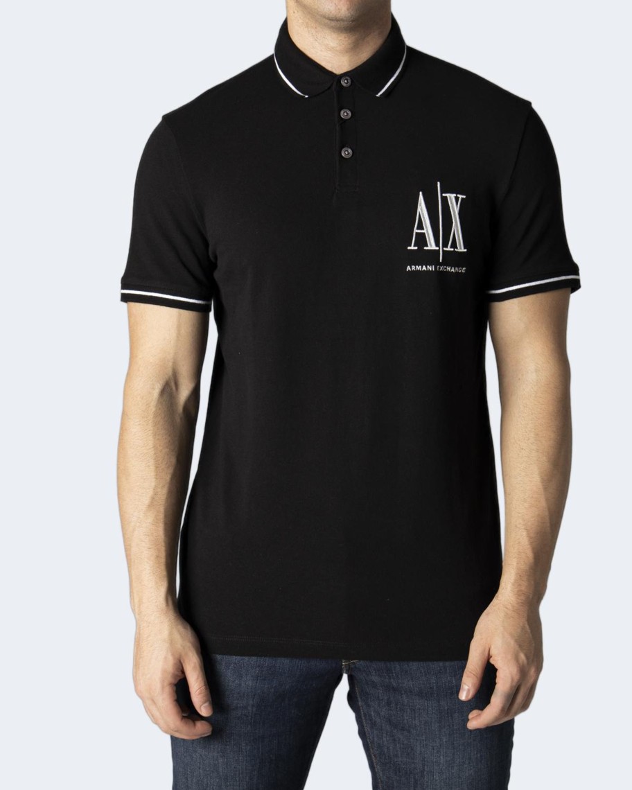 Uomo Armani Exchange | Polo Manica Corta Armani Exchange Nero