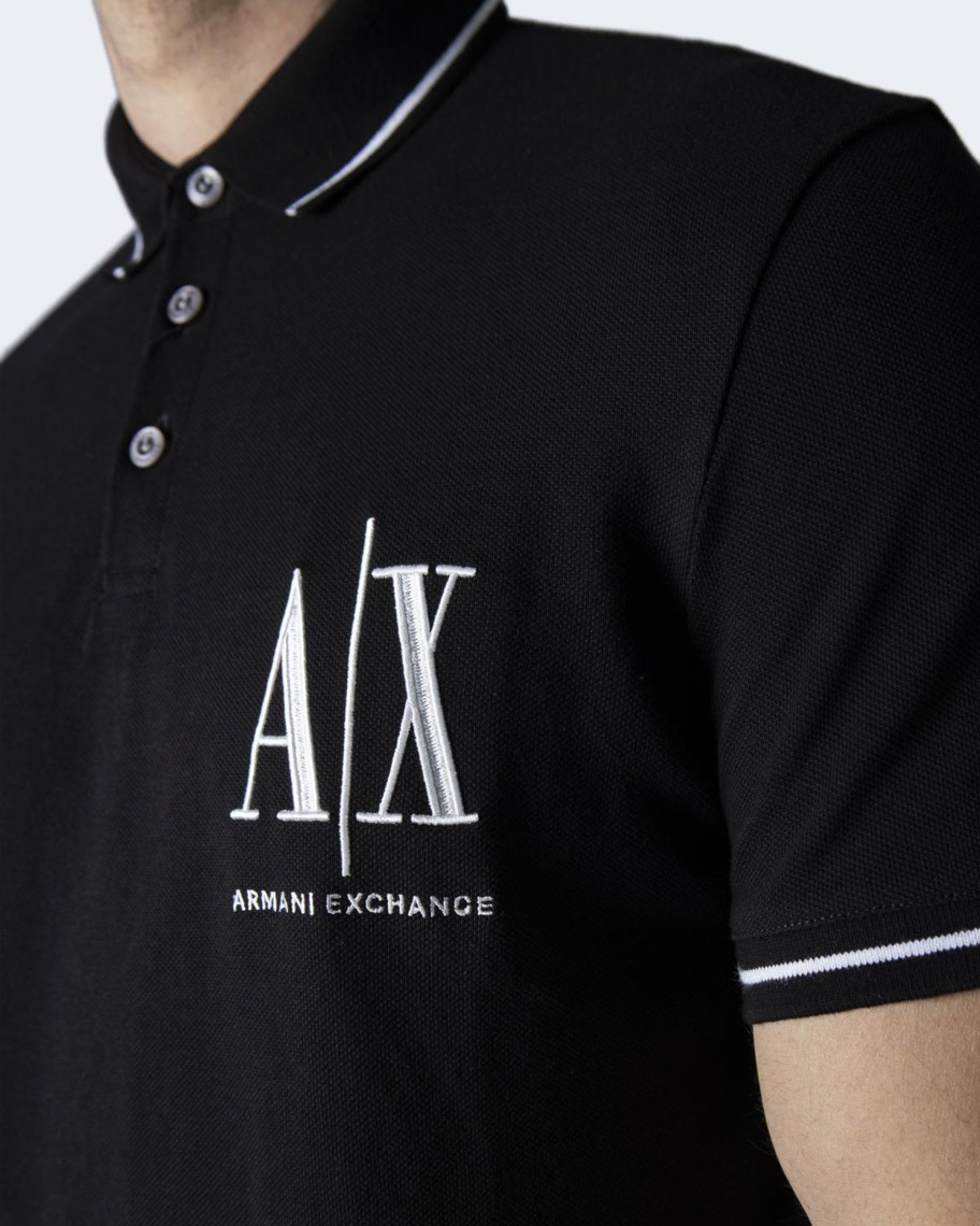 Uomo Armani Exchange | Polo Manica Corta Armani Exchange Nero