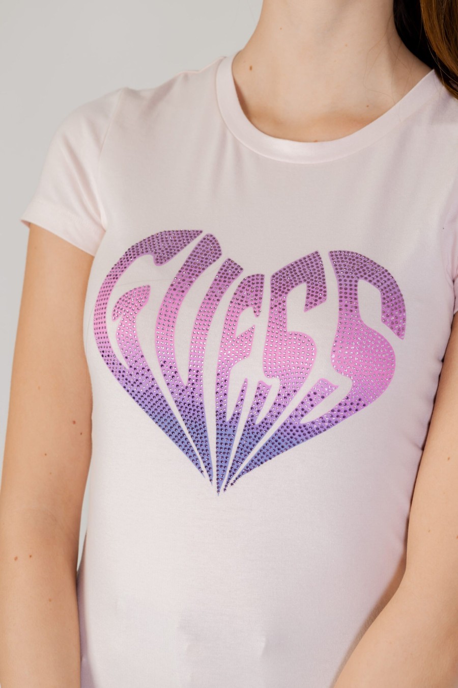 Donna Guess | T-Shirt Guess Ss Cn Heart Rosa