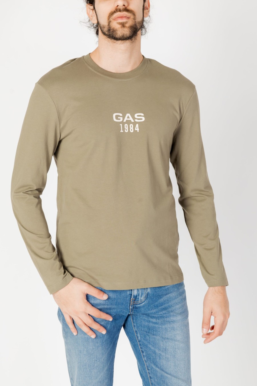 Uomo Gas | T-Shirt Manica Lunga Gas Dharis M/L 1984 Verde