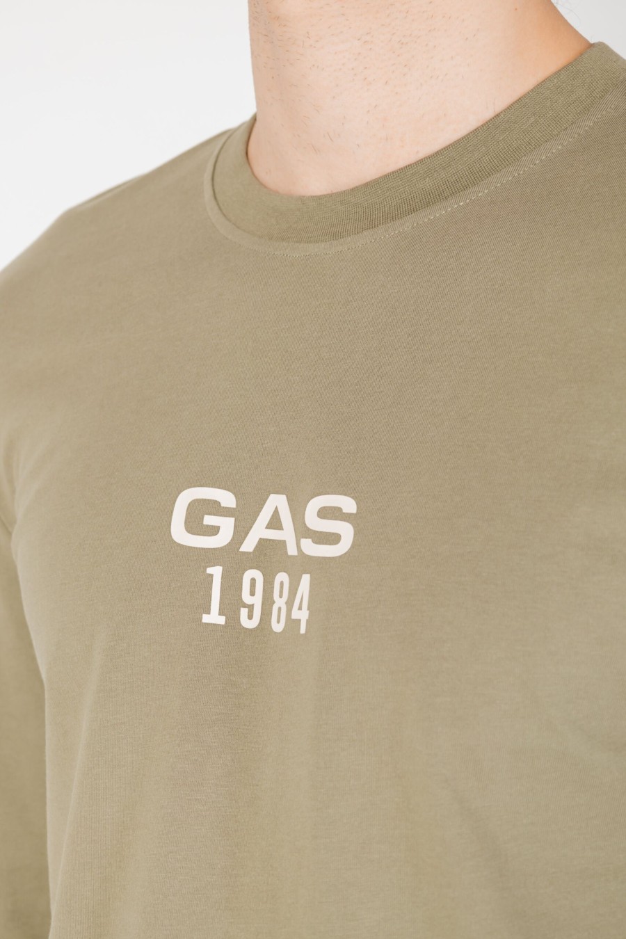 Uomo Gas | T-Shirt Manica Lunga Gas Dharis M/L 1984 Verde