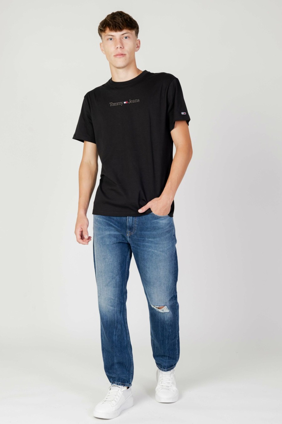 Uomo Tommy Hilfiger | T-Shirt Tommy Hilfiger Tjm Clsc Small Text Nero