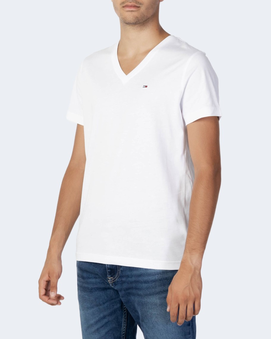 Uomo Tommy Hilfiger | T-Shirt Tommy Hilfiger Tjm Original Jersey V Neck Tee Bianco