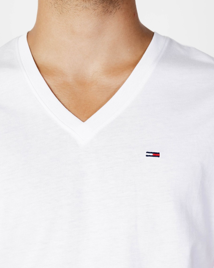 Uomo Tommy Hilfiger | T-Shirt Tommy Hilfiger Tjm Original Jersey V Neck Tee Bianco