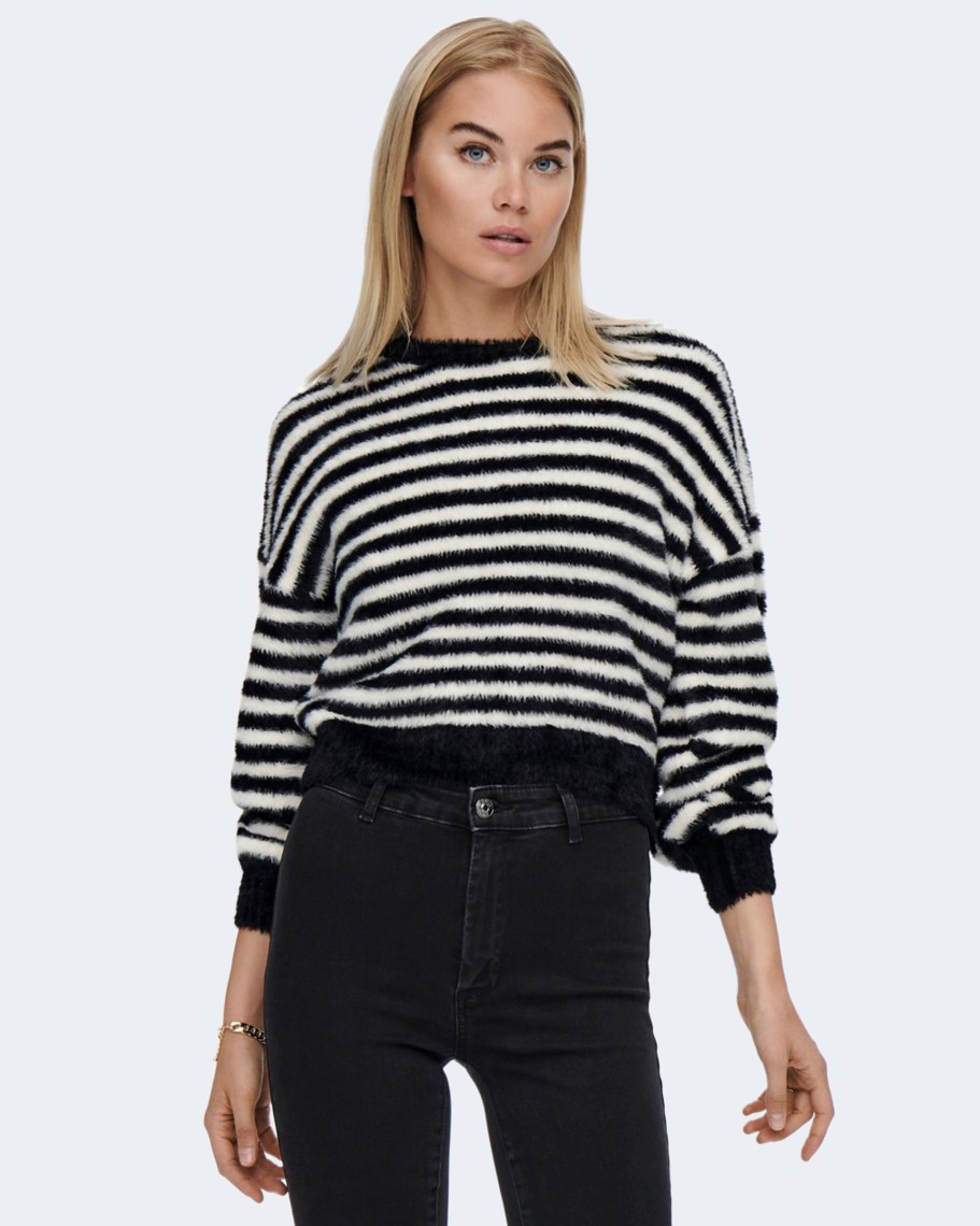 Donna Only | Maglia Only Onlpiumo L/S Knt Noos Black-White