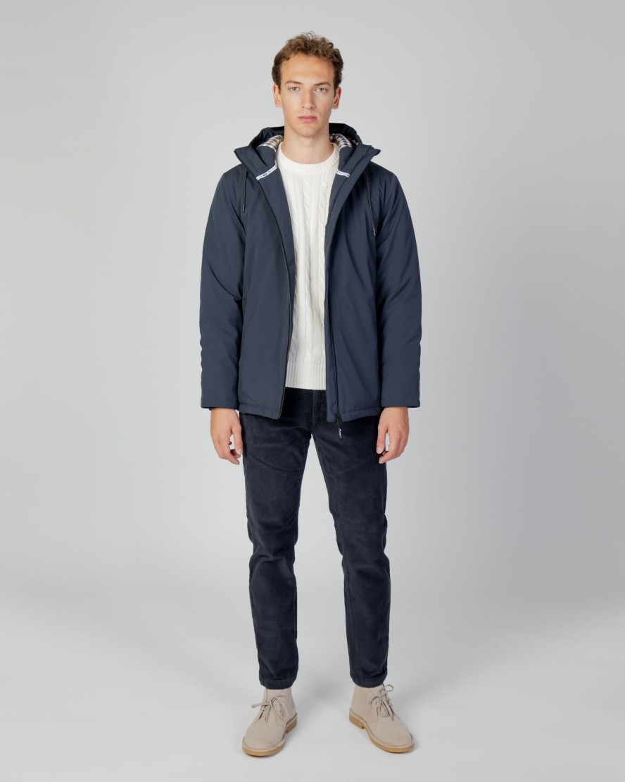 Uomo Aquascutum | Parka Aquascutum Active Shell Mid Parka Blu