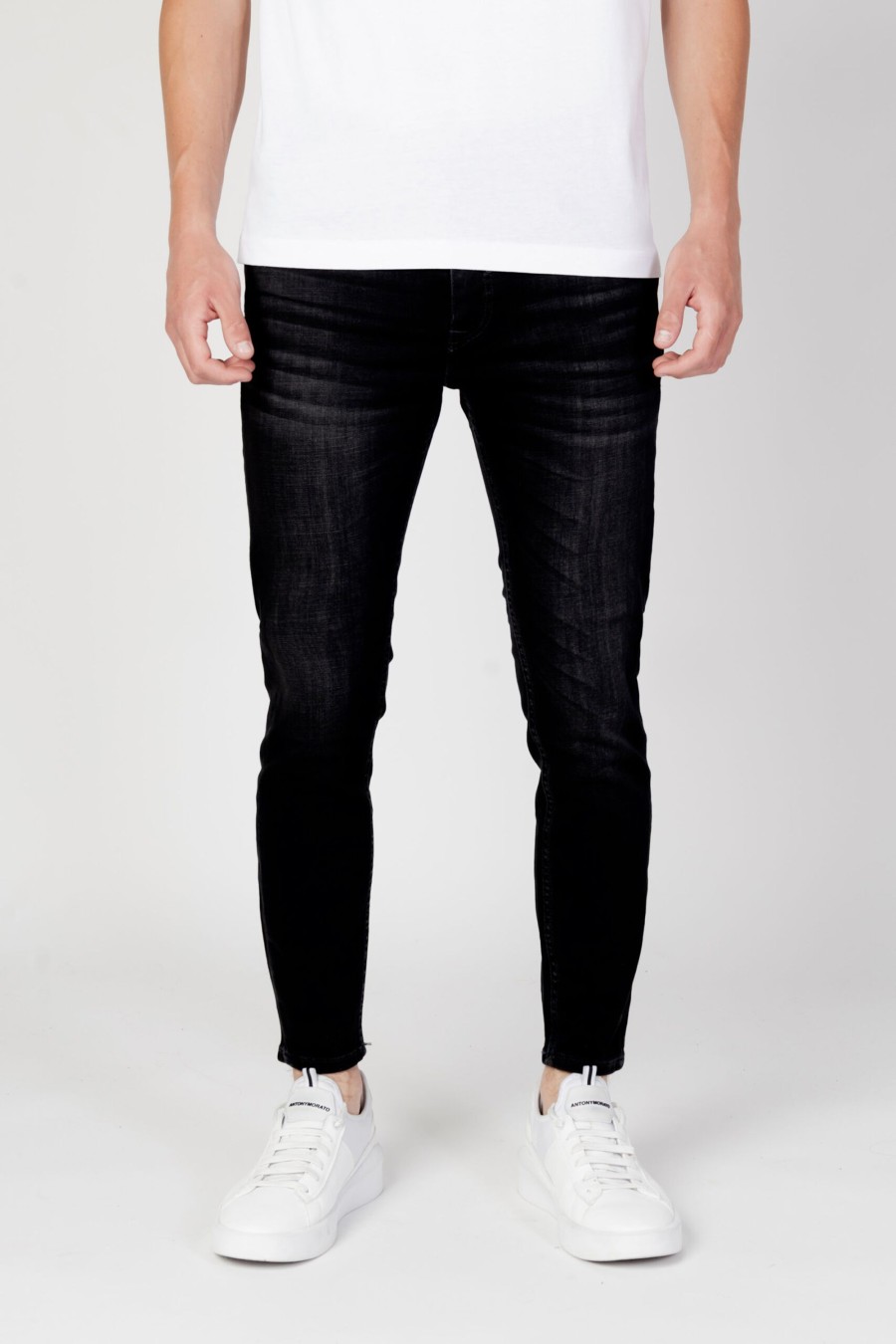 Uomo Antony Morato | Jeans Skinny Antony Morato Karl Skinny Cropped Fit Nero