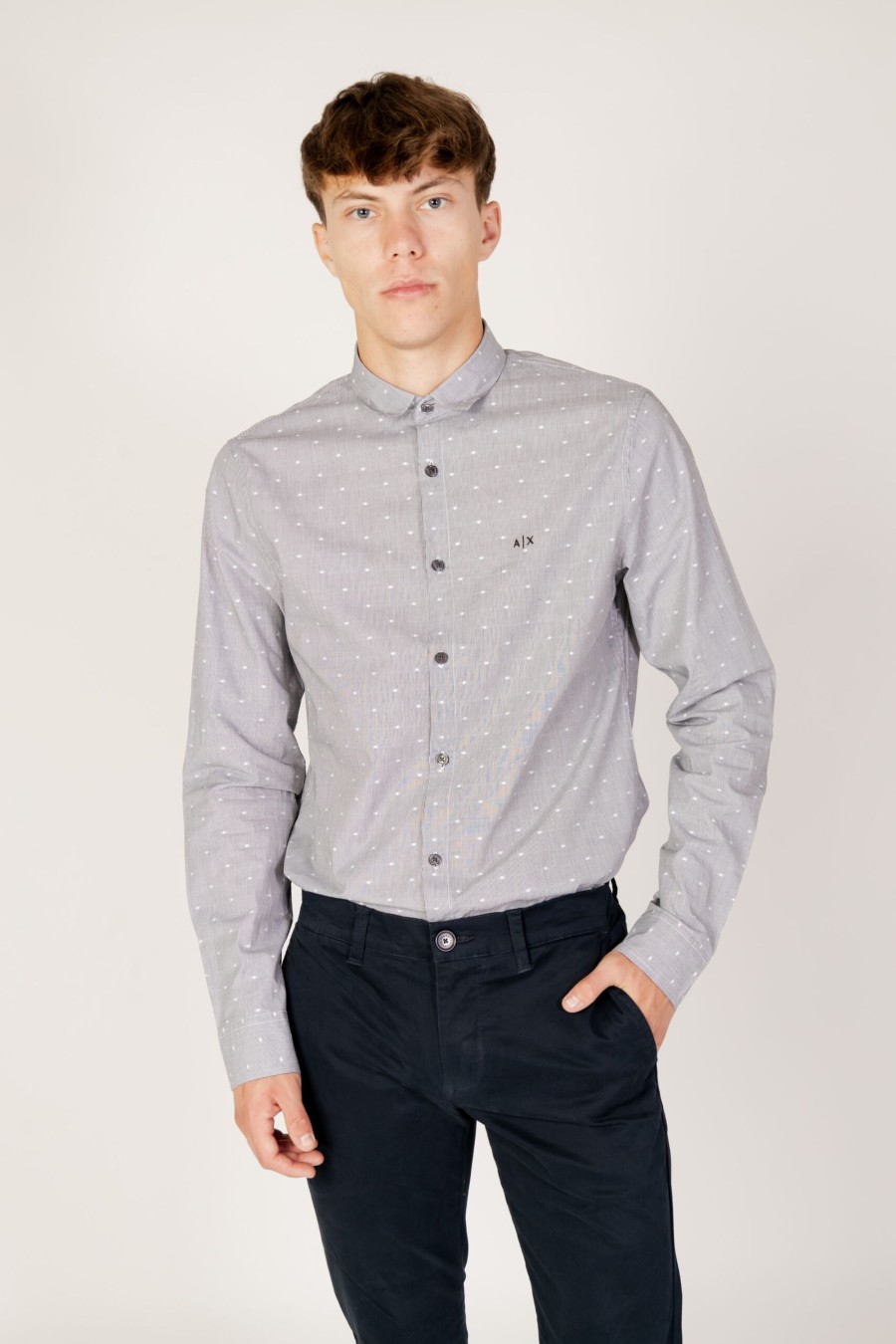 Uomo Armani Exchange | Camicia Manica Lunga Armani Exchange Nero