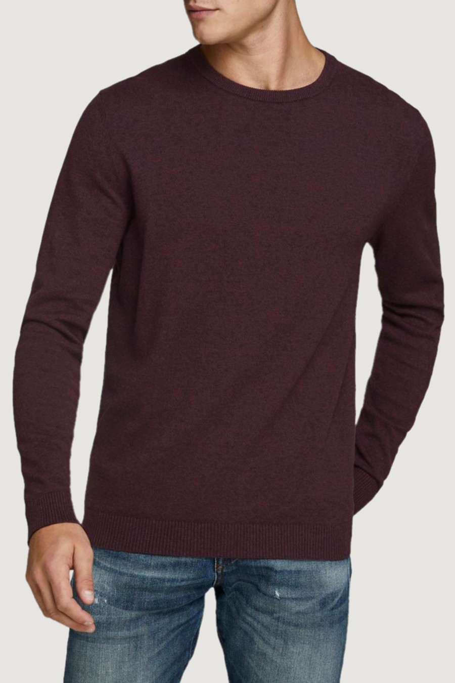 Uomo Jack Jones | Maglia Jack Jones Jjebasic Knit Crew Neck Noos Vinaccia