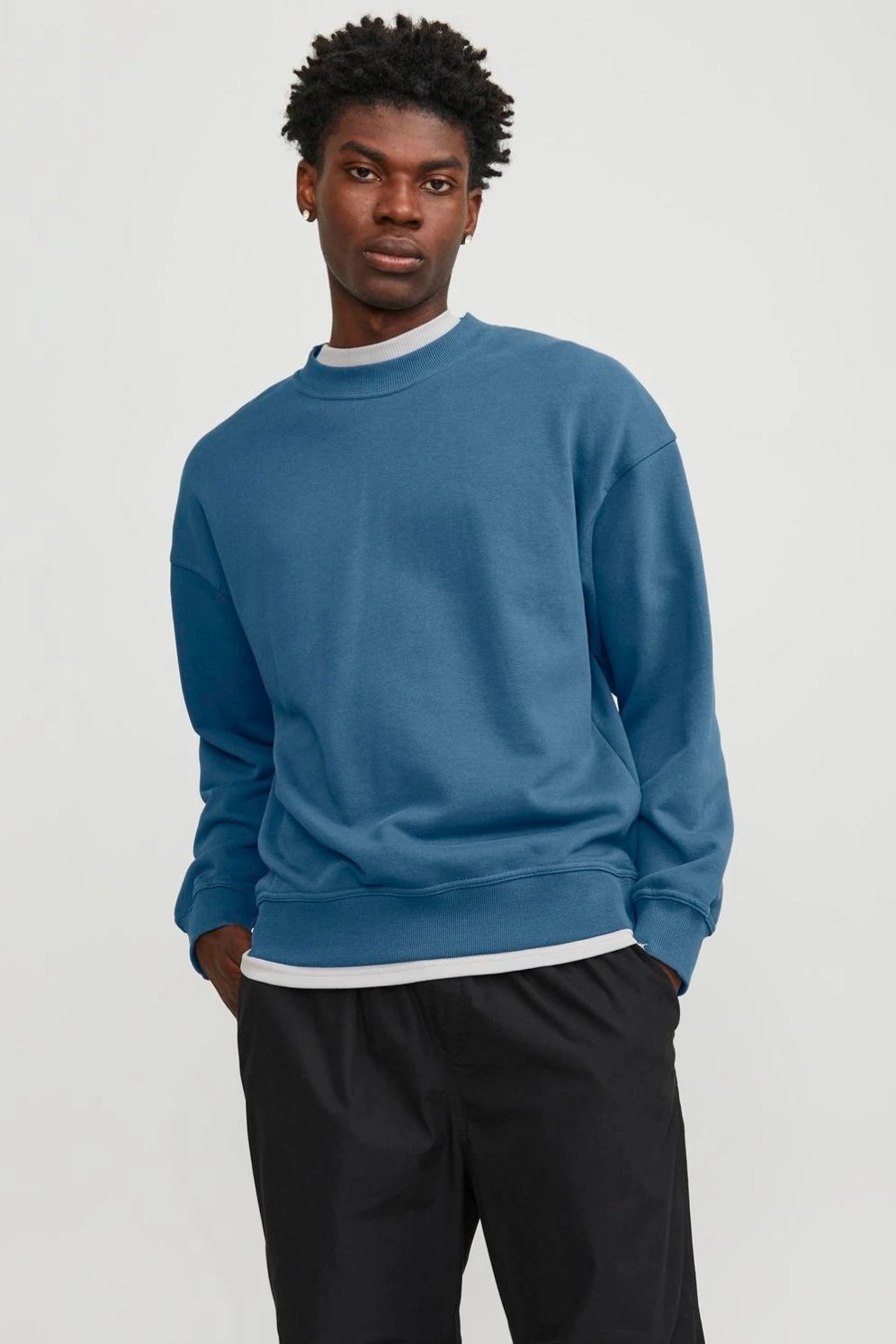 Uomo Jack Jones | Felpa Senza Cappuccio Jack Jones Jcocollective Sweat Crew Neck Sn Blu Marine