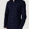 Uomo Calvin Klein | Camicia Manica Lunga Calvin Klein Poplin Stretch Slim Shirt Blue Scuro