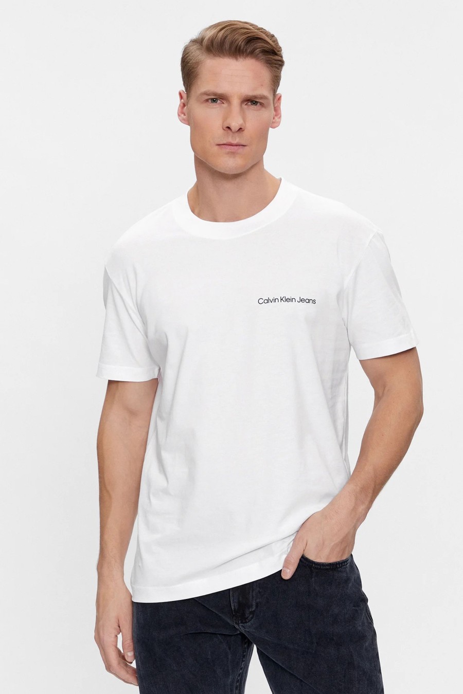 Uomo Calvin Klein | T-Shirt Calvin Klein Institutional Bianco