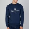 Uomo Aquascutum | Felpa Senza Cappuccio Aquascutum Active Big Logo Crew Neck Fleece Blu