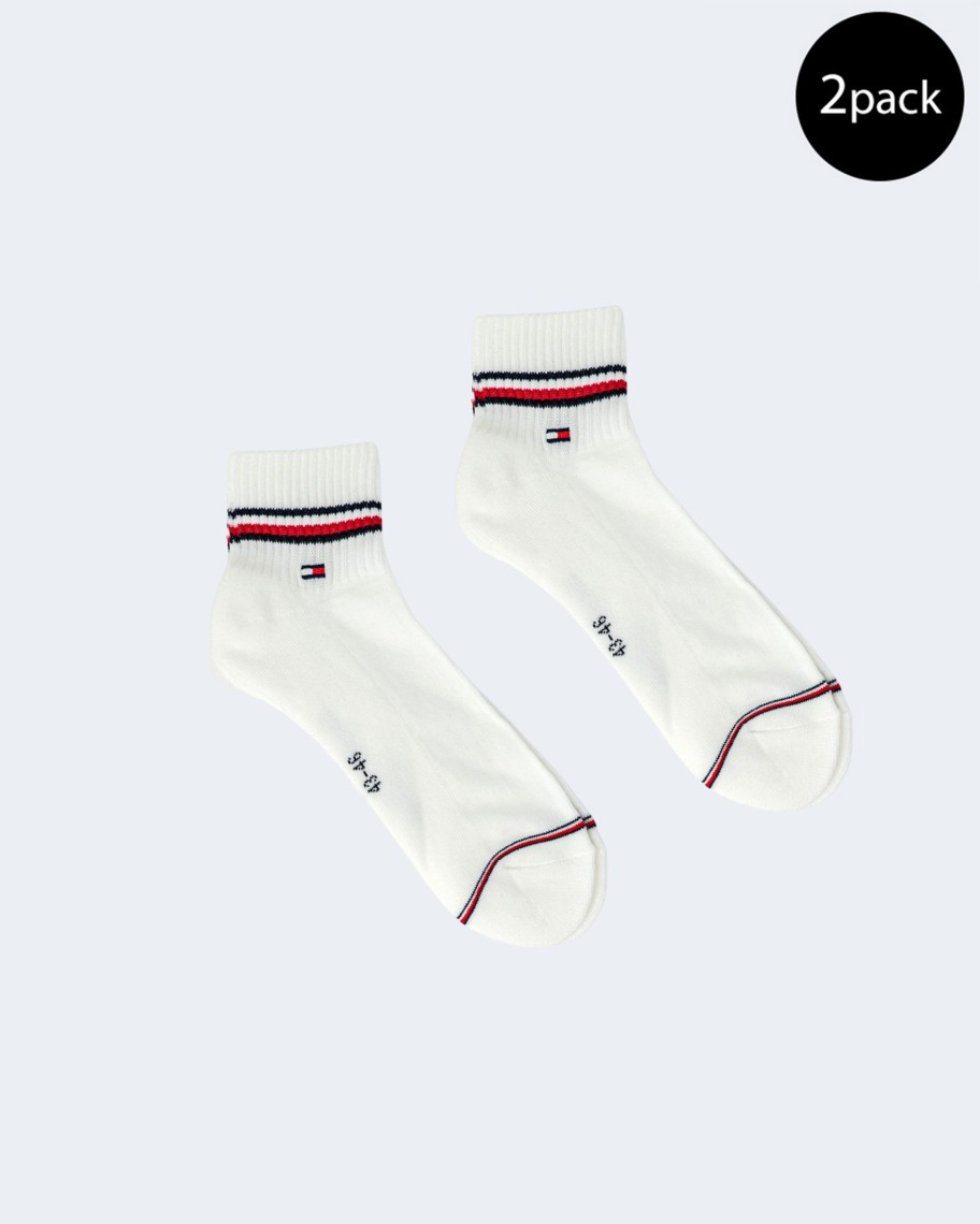 Uomo Tommy Hilfiger | Calzini Corti Tommy Hilfiger Iconic Quarter Bianco